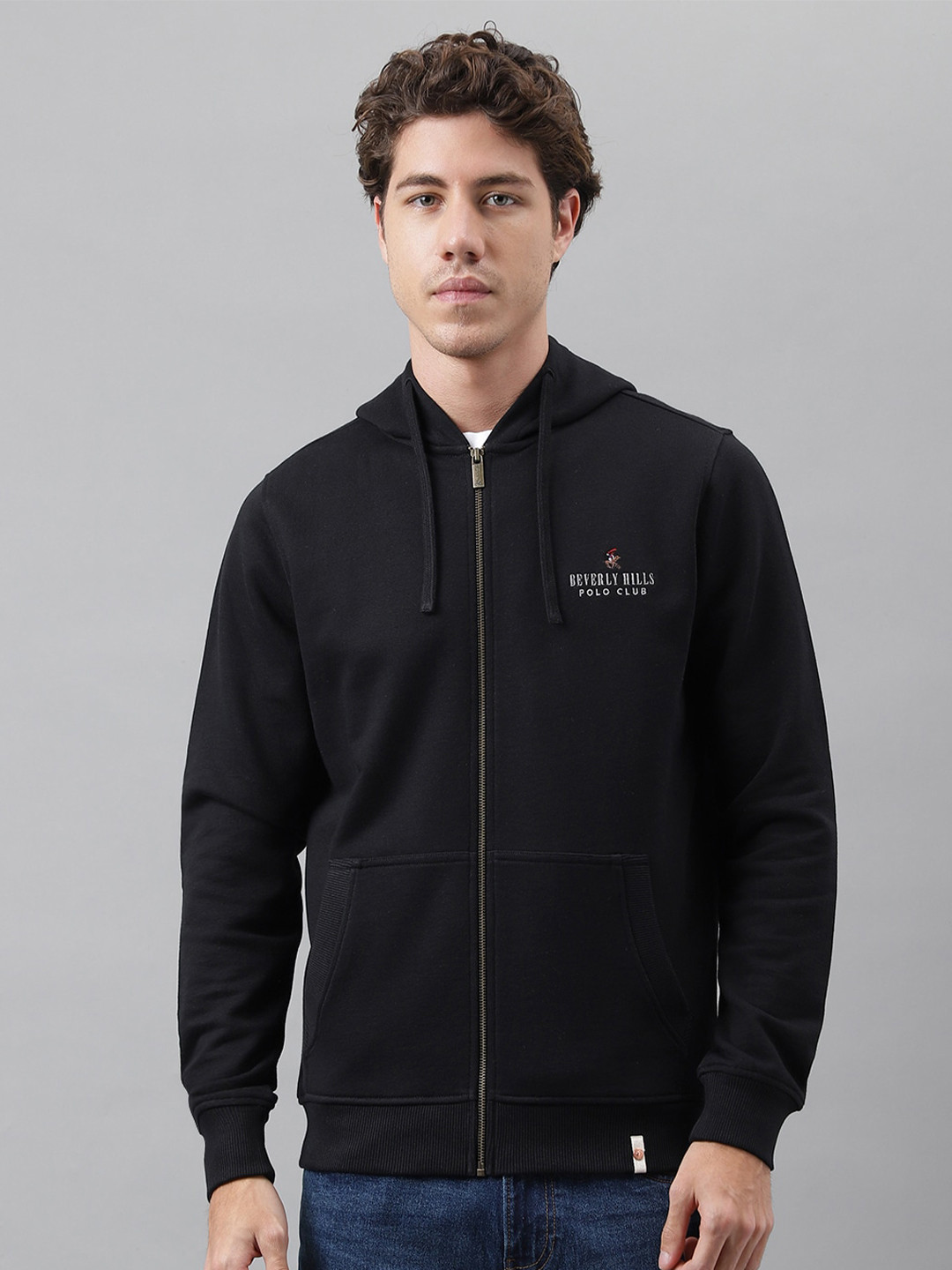 Beverly Hills Polo Club Hooded Cotton Front Open Sweatshirt