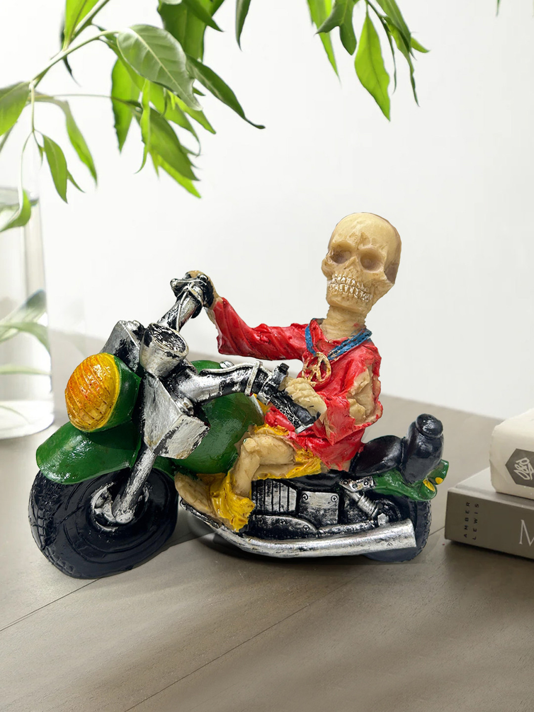 TIED RIBBONS Decorative Human Skull Ashtray Red Polyresin Glossy Living Room Medium Showpiece - 3.5 Inches