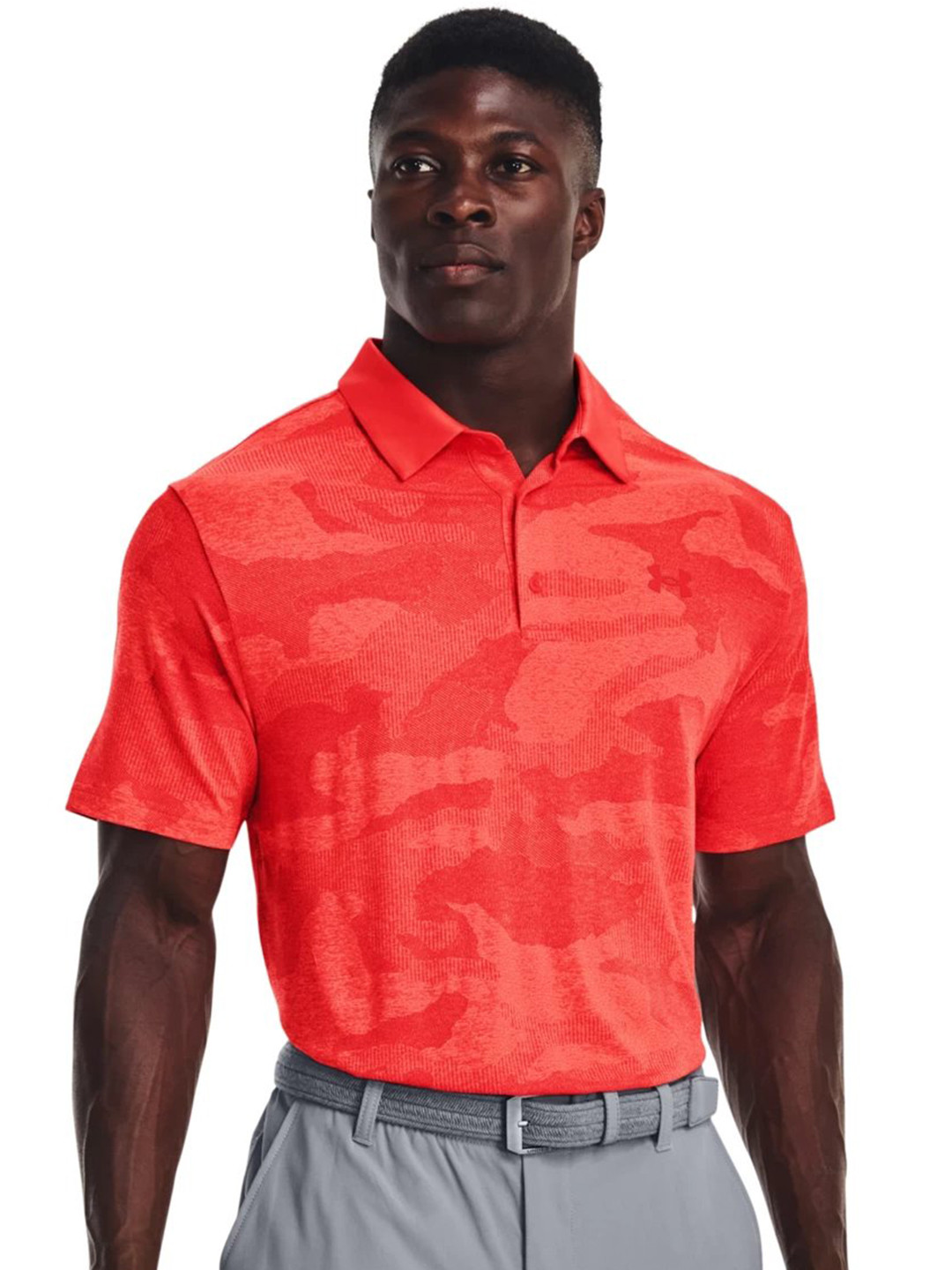 UNDER ARMOUR Abstract Printed Polo Collar Short Sleeves Golf Relaxed Fit T-Shirt