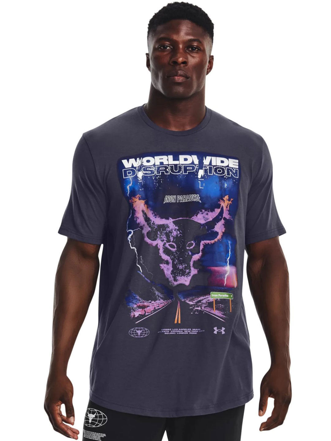 UNDER ARMOUR Project Rock WW Disruption Graphic Printed Short Sleeves Relaxed Fit T-Shirt