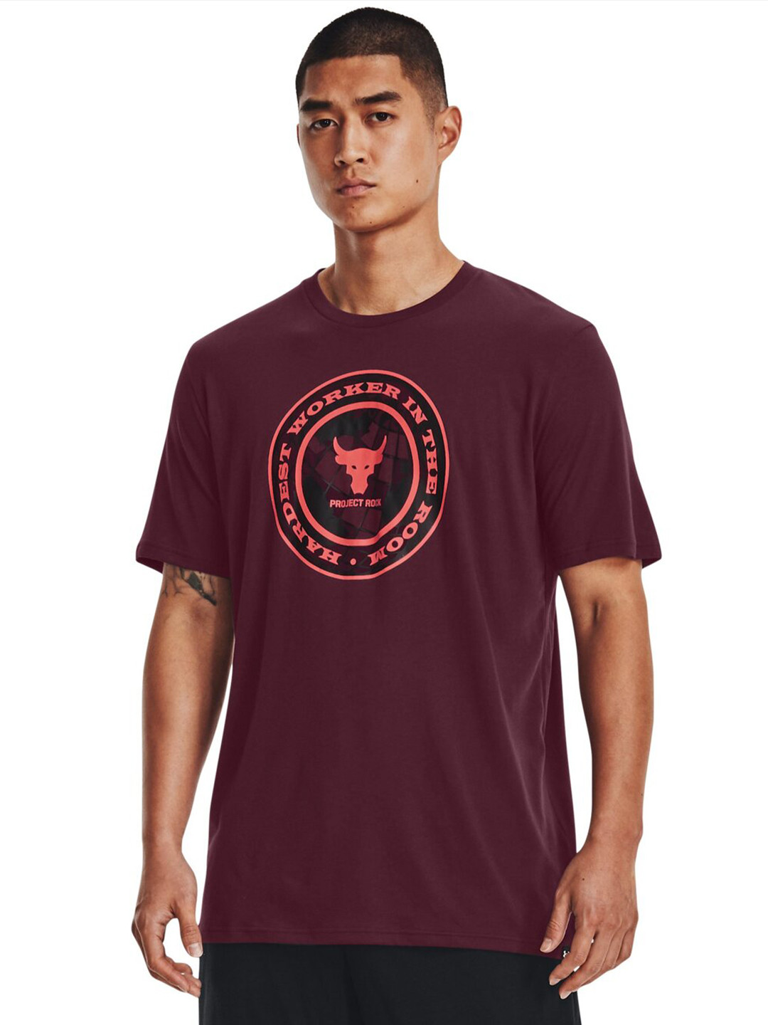 UNDER ARMOUR Project Rock Globe Graphic Printed Relaxed Fit Training T-Shirt