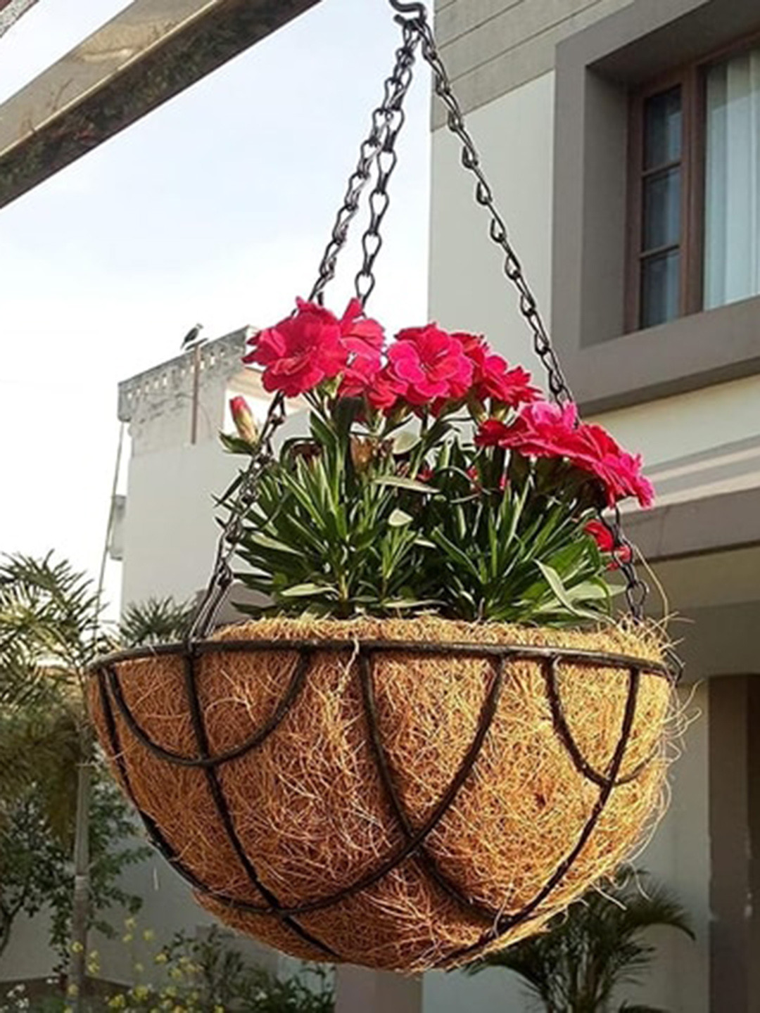 Garden Deco 2 Pcs Black & Brown Metal Hanging Planters