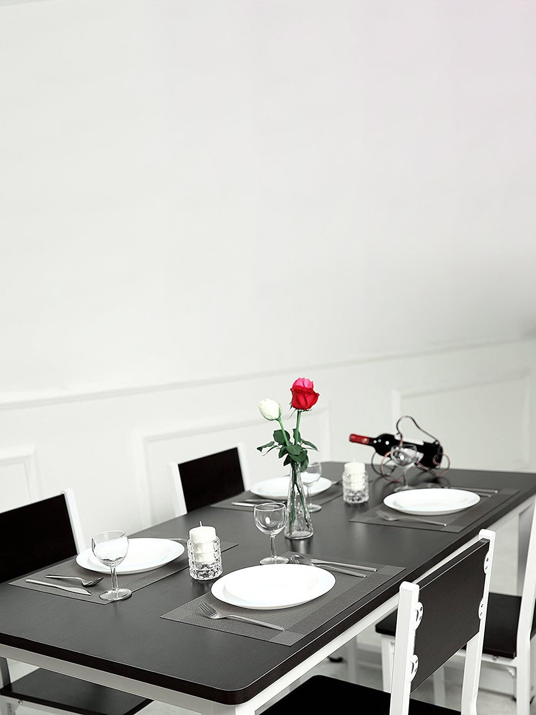 Dakshya Industries Silver Colored & Grey 4 PiecesTextured Table Placemats