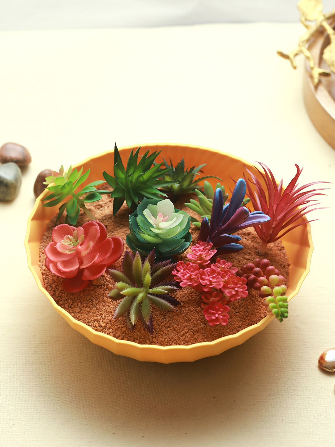 TIED RIBBONS Set of 12 Artificial Succulent Plants Without Pot