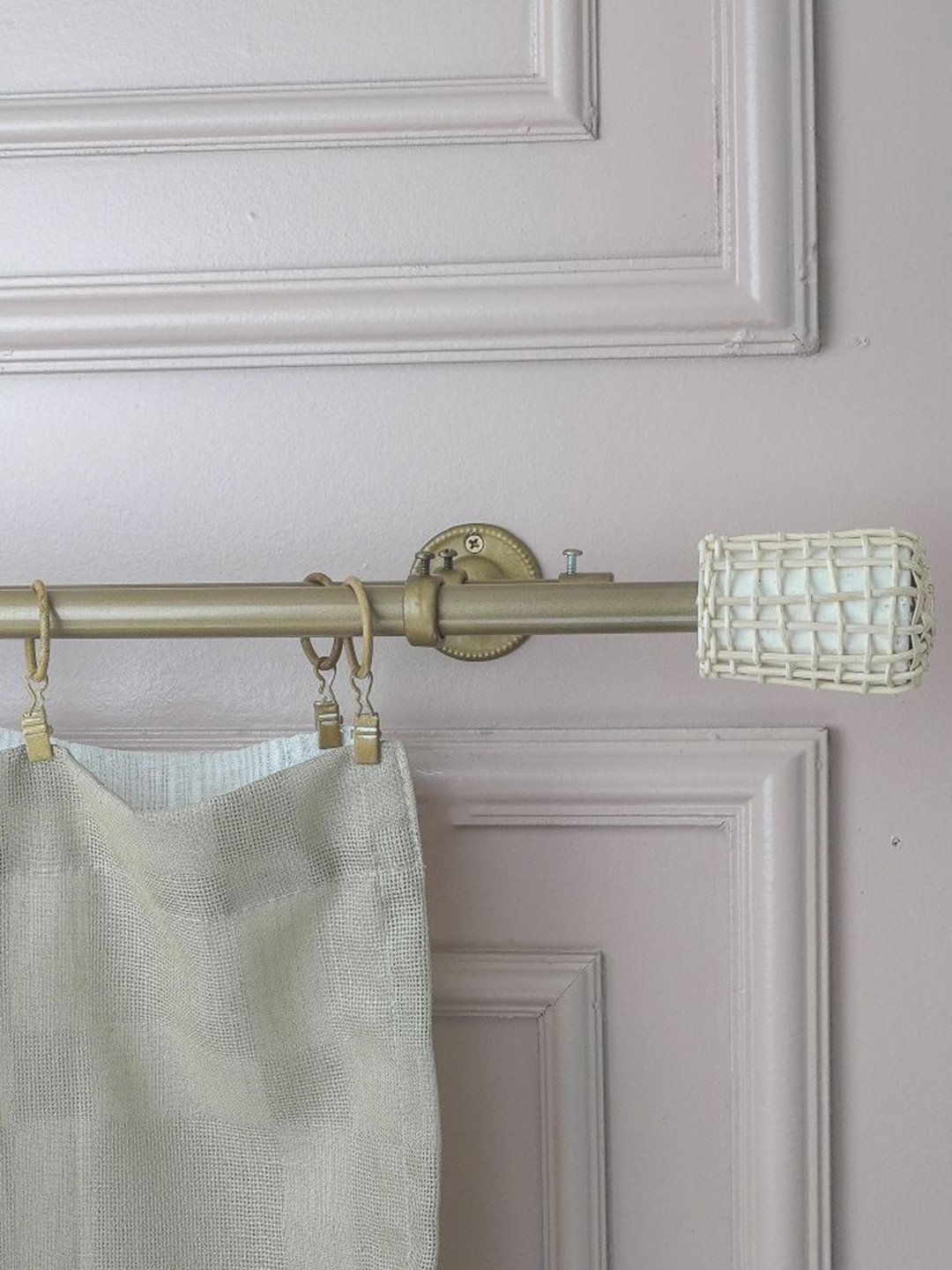 The Decor Mart Golden Extendable Double Curtain Rods With Brackets