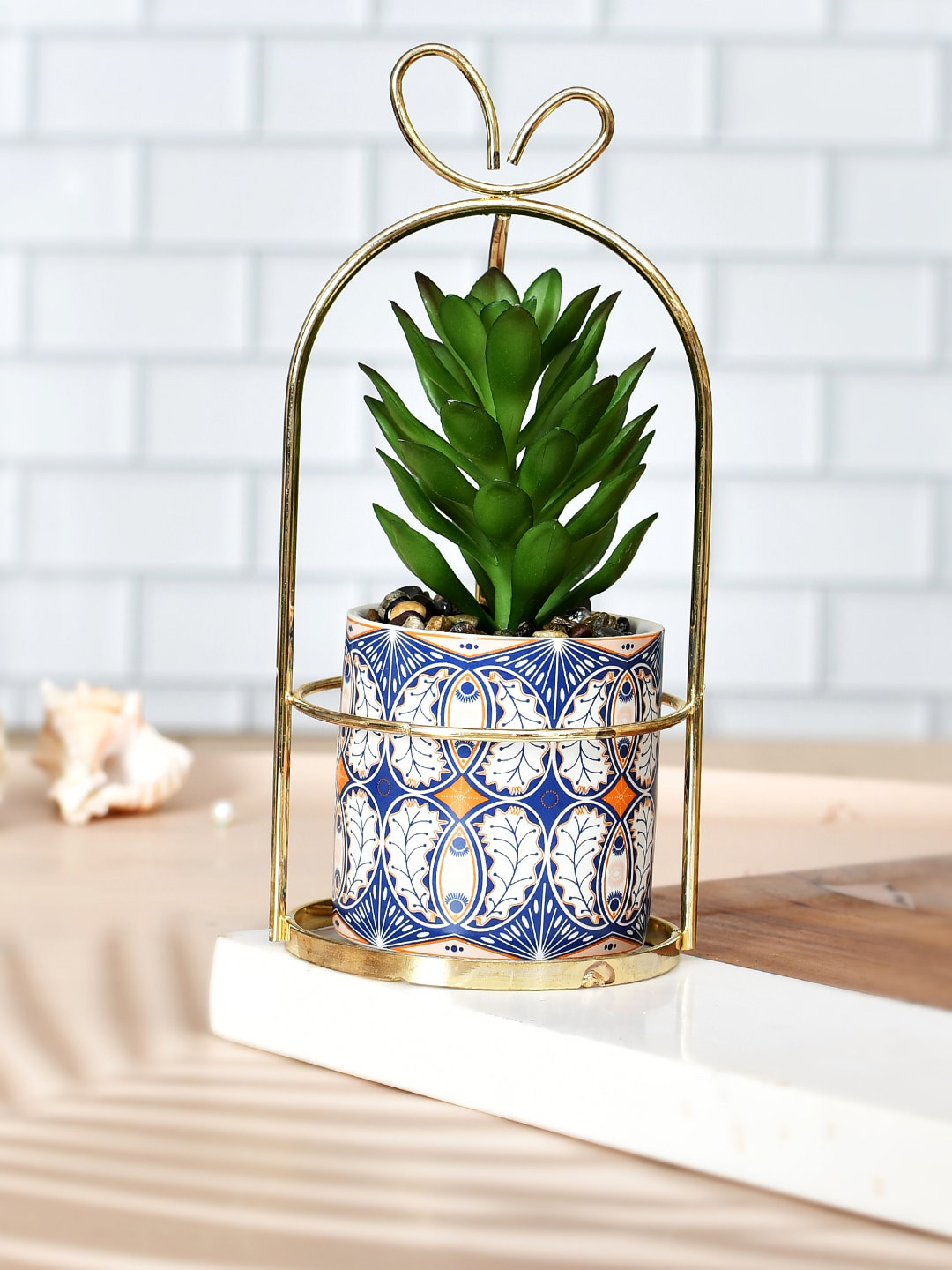 TAYHAA Artificial Plant with Ceramic Planter in Basket
