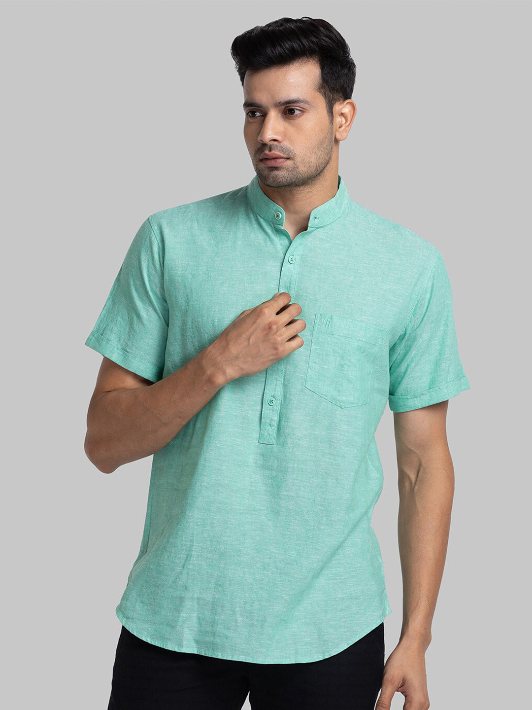 Raymond Band Collar Cotton Linen Shirt