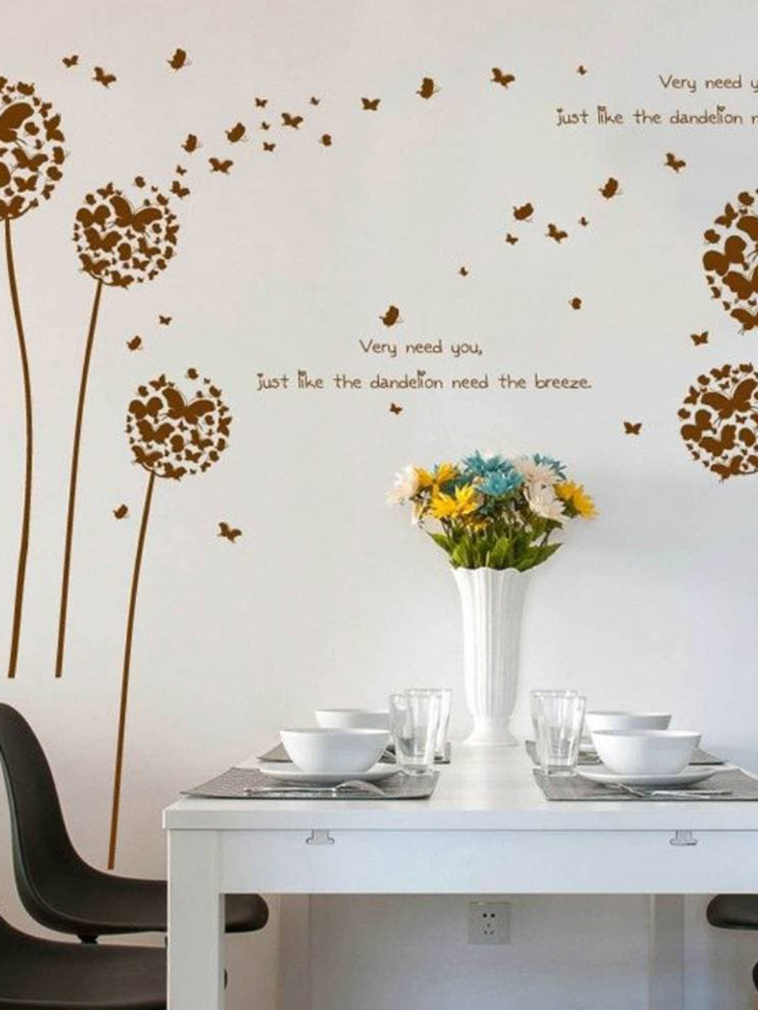 Jaamso Royals Blue & Green Vase Design Printed Self-Adhesive Wall Sticker