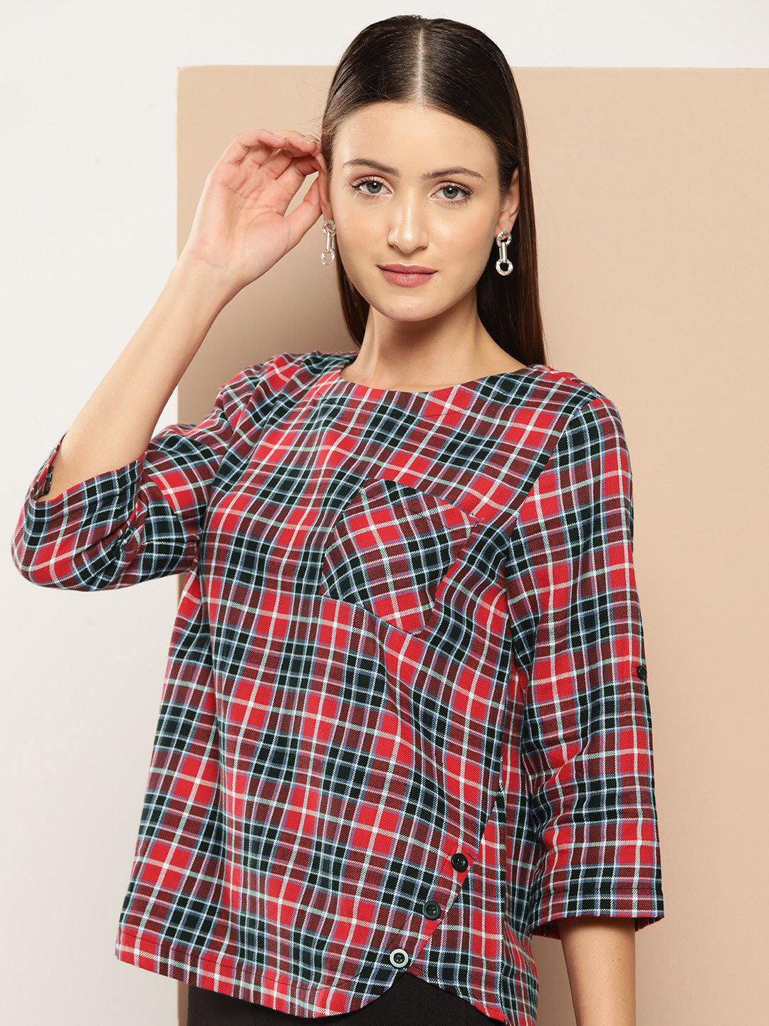 Chemistry Checked Pure Cotton Top