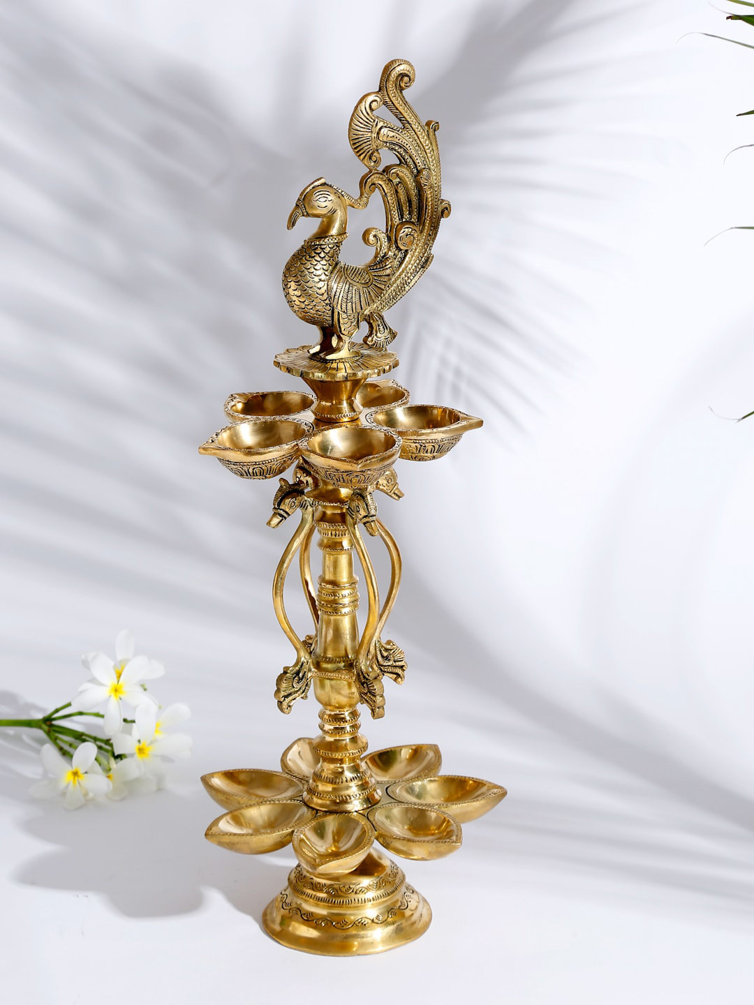 Fabindia Mehnoor Beige Antique Brass Oil Diya Lamp