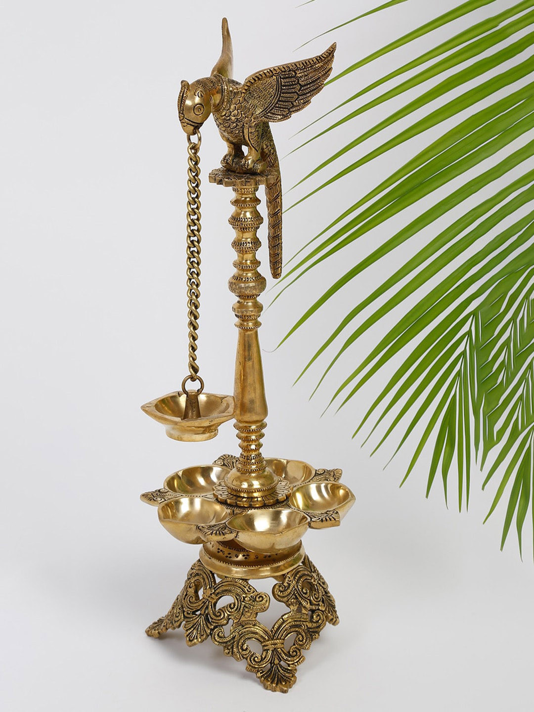 Fabindia Mehnoor Beige Antique Brass Oil Diya Lamp