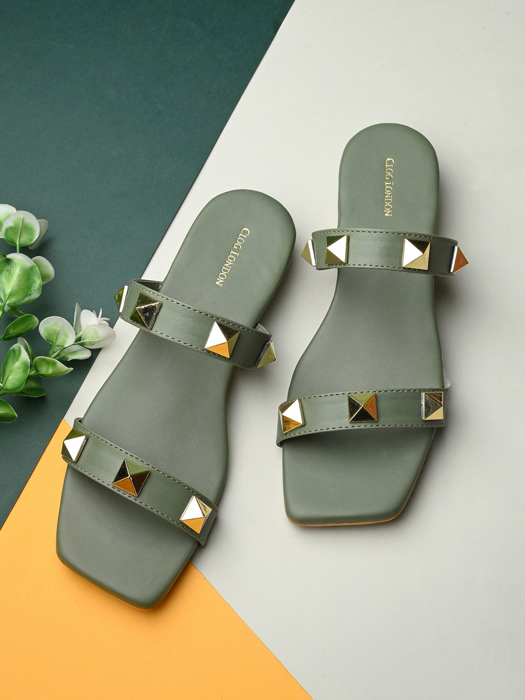 CLOG LONDON Embellished Open Toe Flats