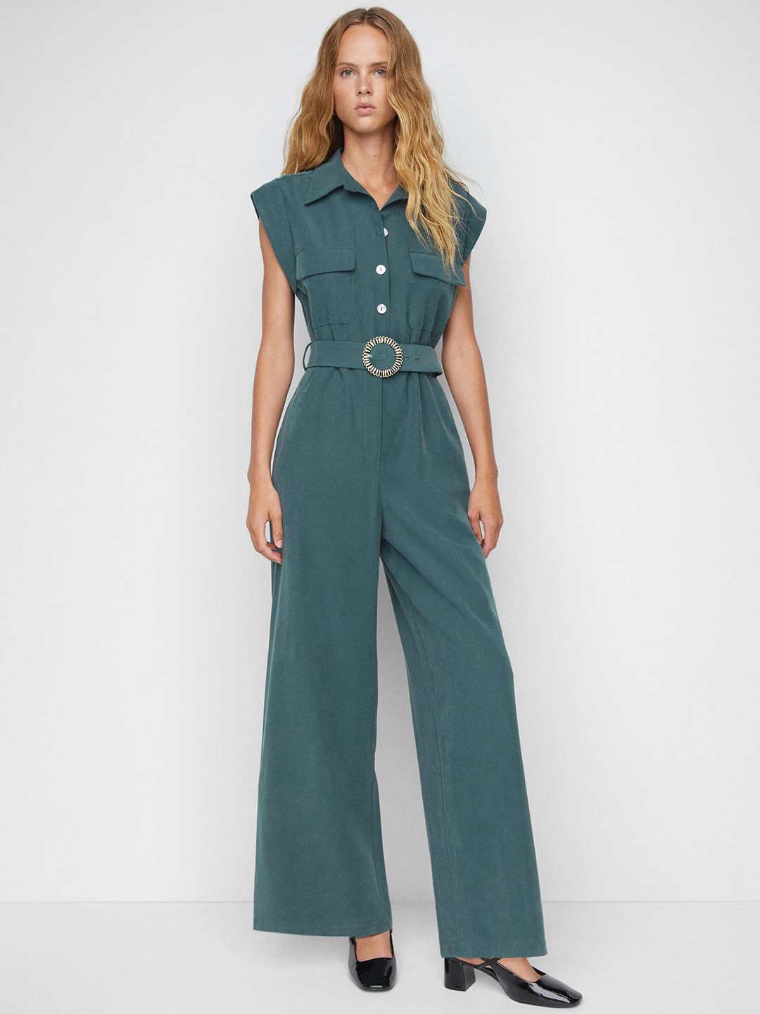 MANGO Belted Basic Jumpsuit
