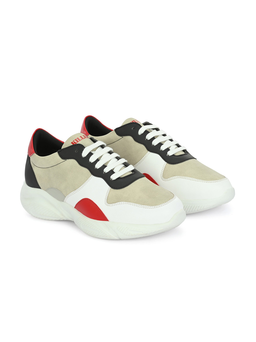 Killer Men White & Grey Colourblocked Padded Insole Contrast Sole Sneakers