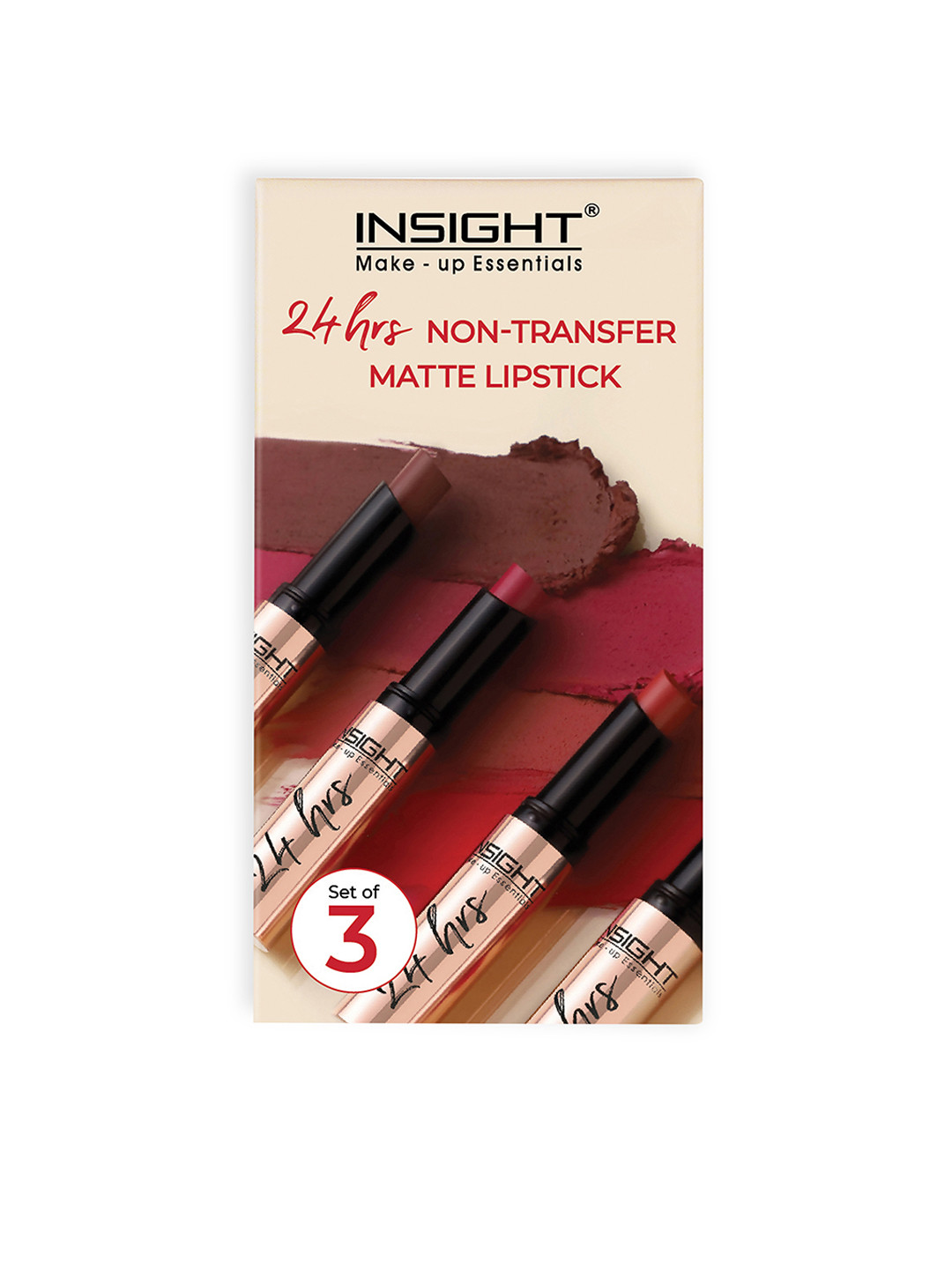Insight Cosmetics Set Of 3 Long-Lasting 24 Hrs Non Transfer Matte Lipstick - 3g Each