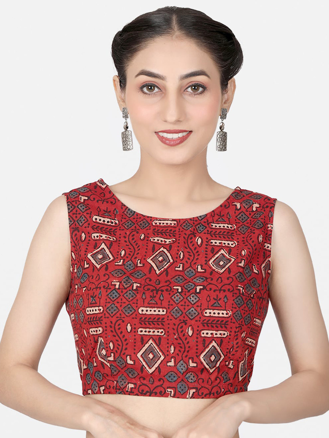 Llajja Block Printed Cotton Saree Blouse