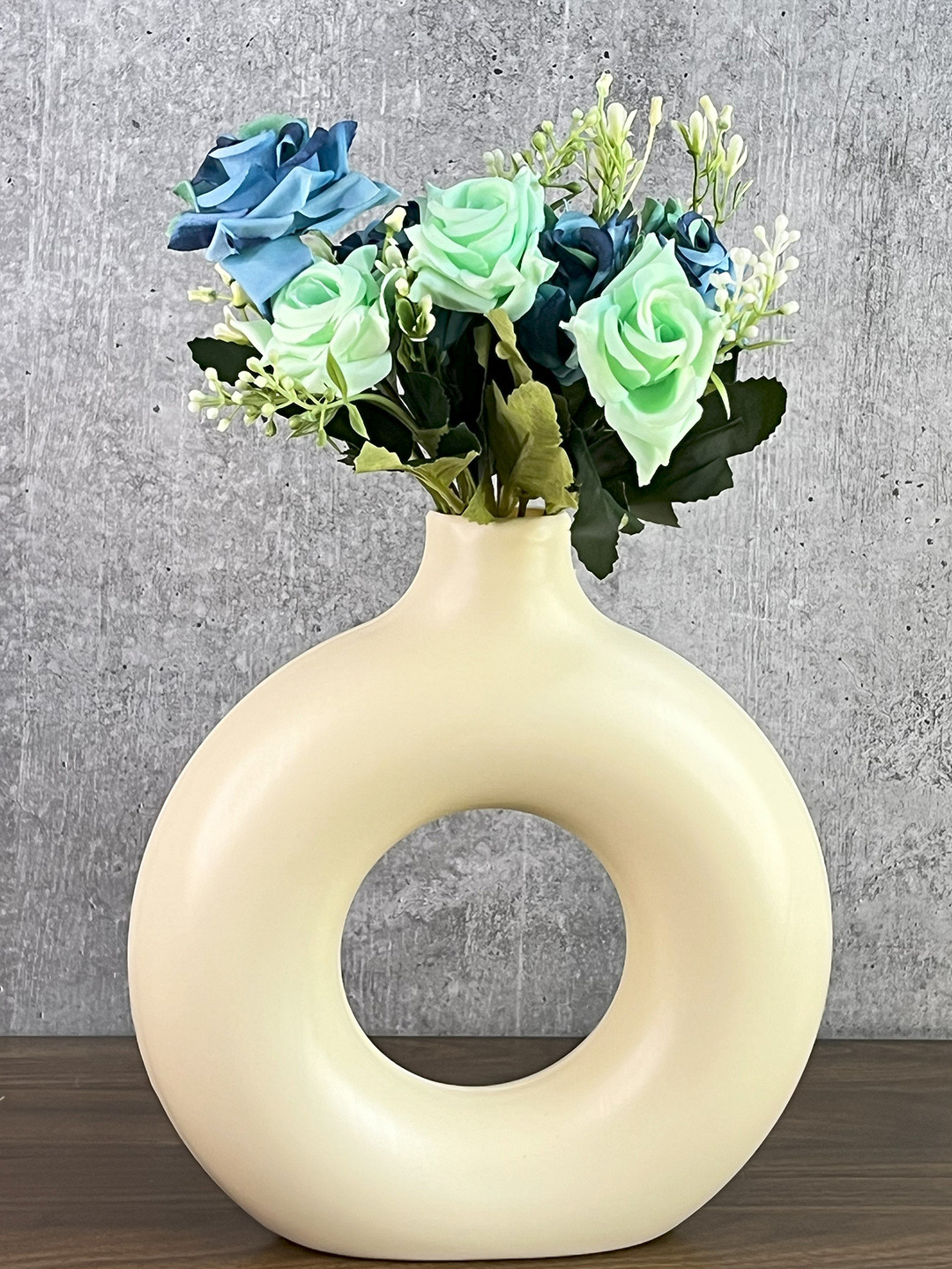 Akaar Green & Blue Artificial Rose Bunch