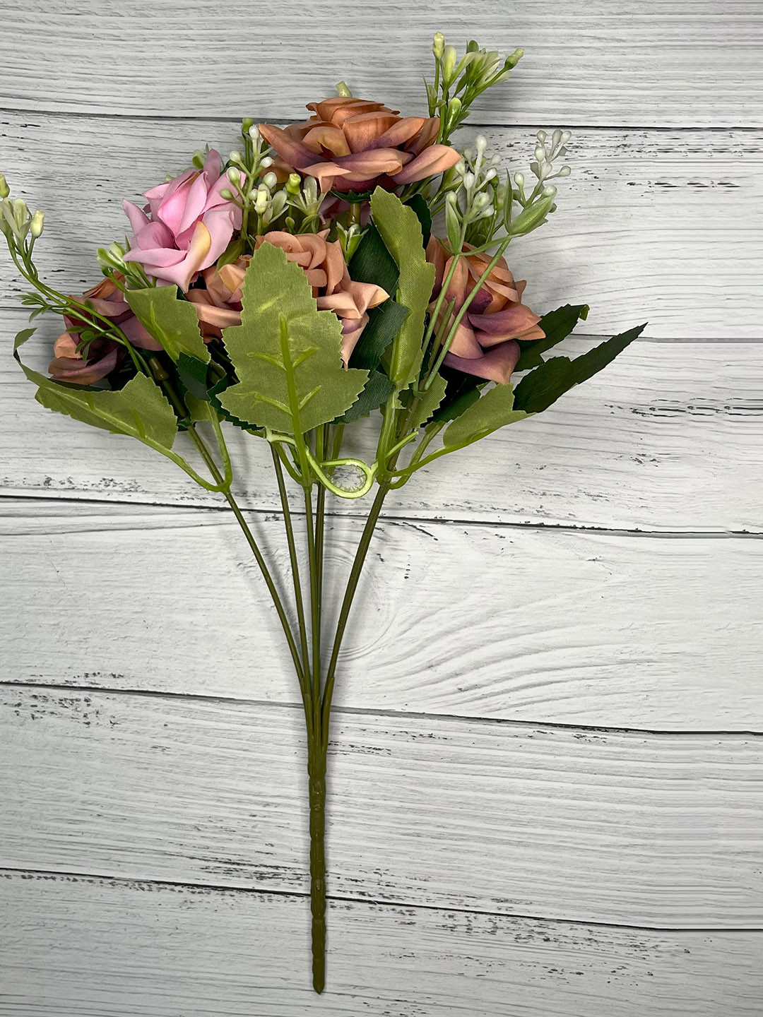 Akaar Pink & Green Artificial Rose Flower