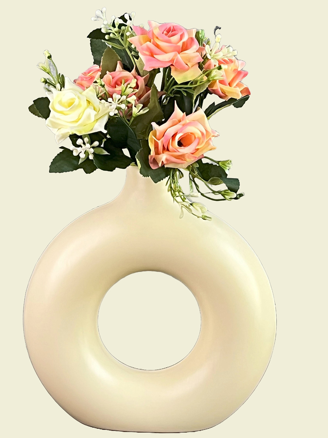 Akaar Pink & Cream Artificial Rose Bunch