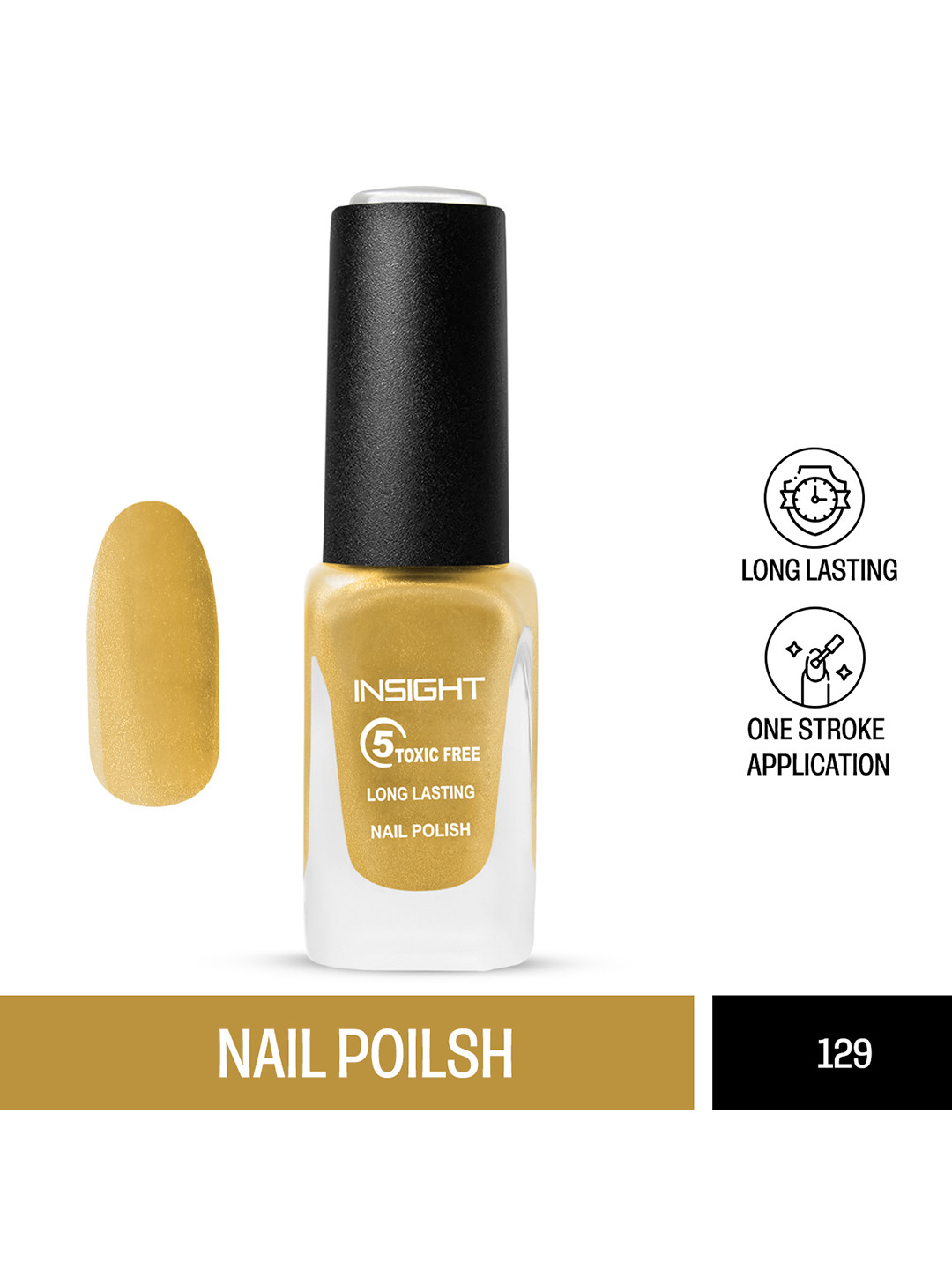 Insight Cosmetics 5-Toxic-Free Long-Lasting & Chip Resistant Nail Polish 9ml - Shade 129
