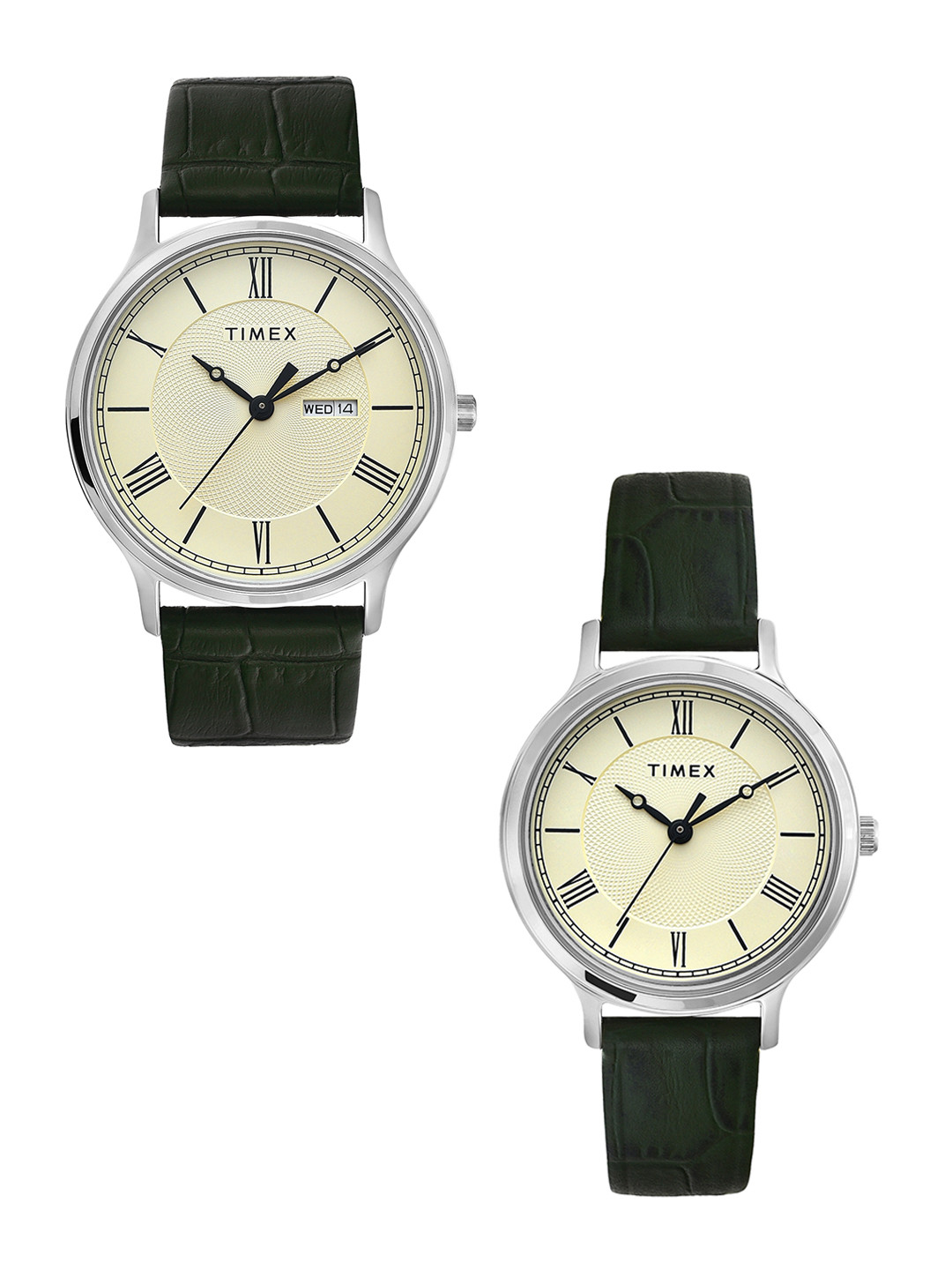 Timex Printed Dial & Leather Straps Analogue His & Her Watch TW00PR299