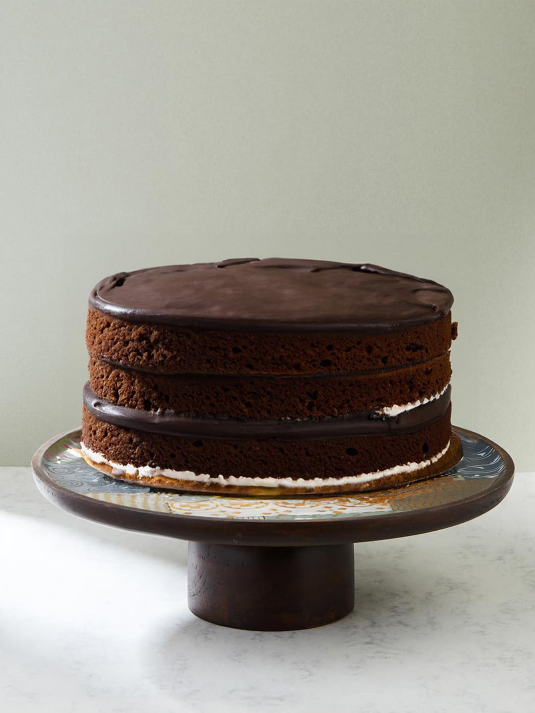 Fabindia Earth Files Wooden Enamelled Cake Stand