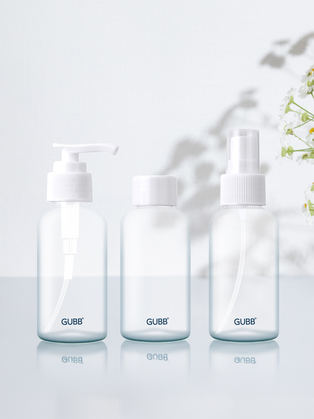 GUBB Set Of 3 Transparent Travel Bottle Set 75 ml