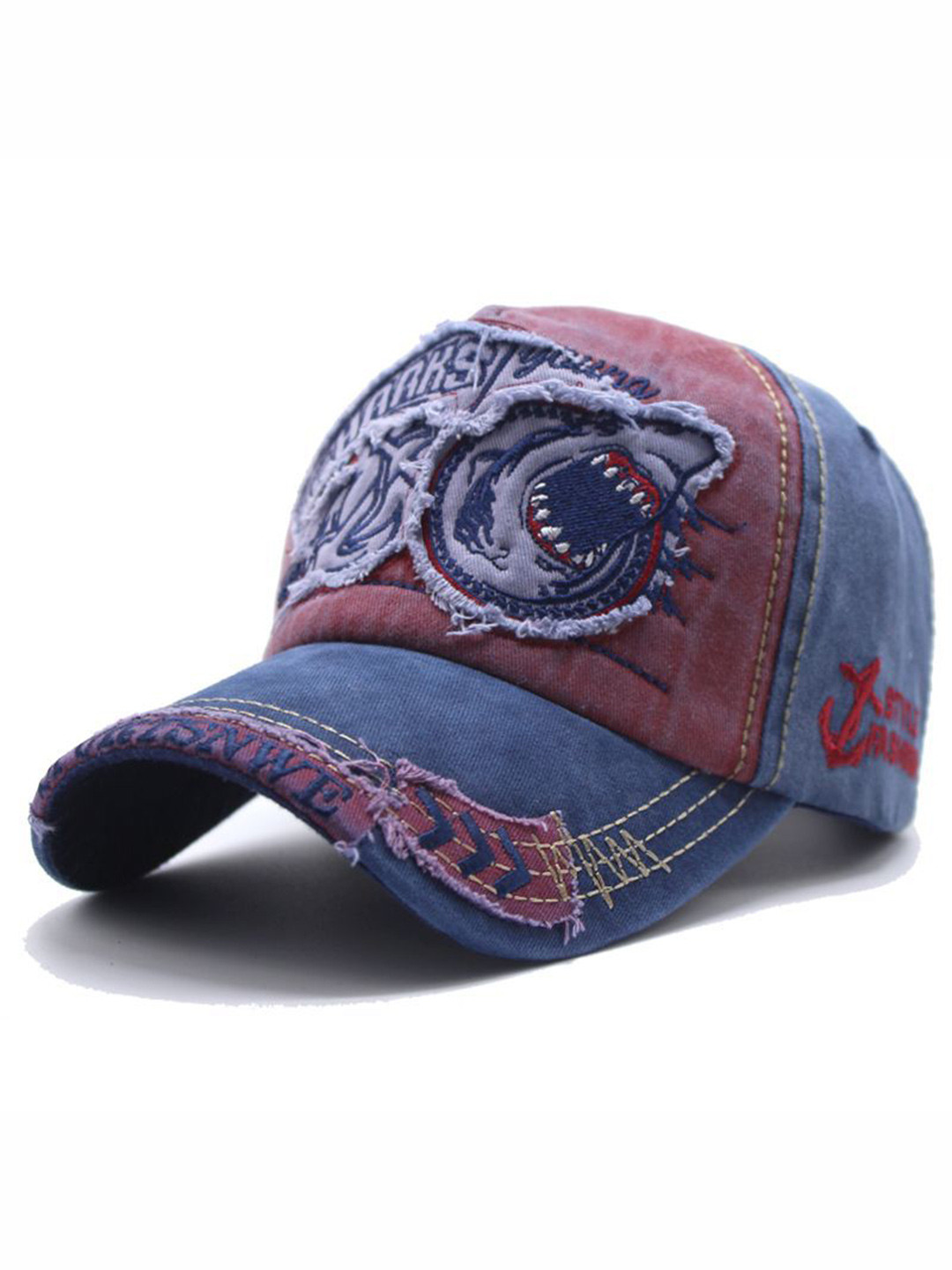 Alexvyan Men Red & Blue Embroidered Baseball Cap