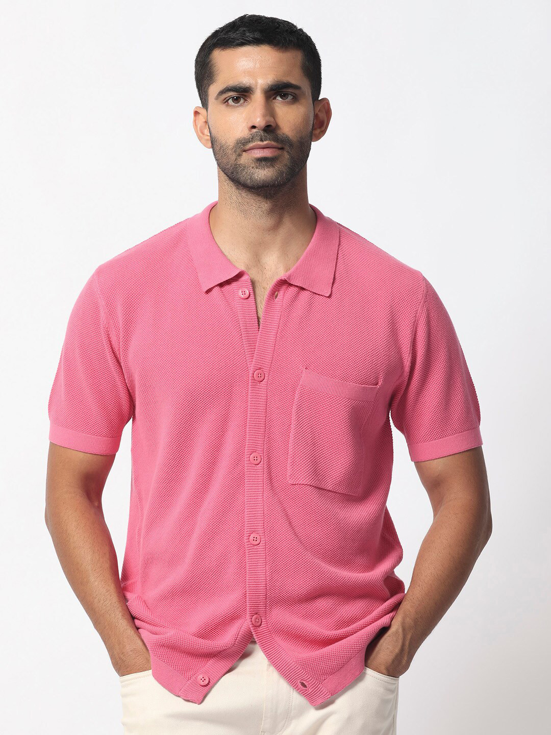 RARE RABBIT Men Boise Spread Collar Slim Fit Cotton Shirt