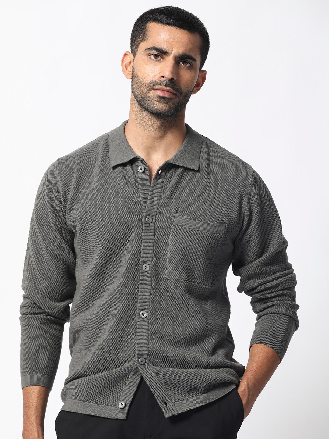 RARE RABBIT Men Boise Slim Fit Spread Collar Cotton Shirt