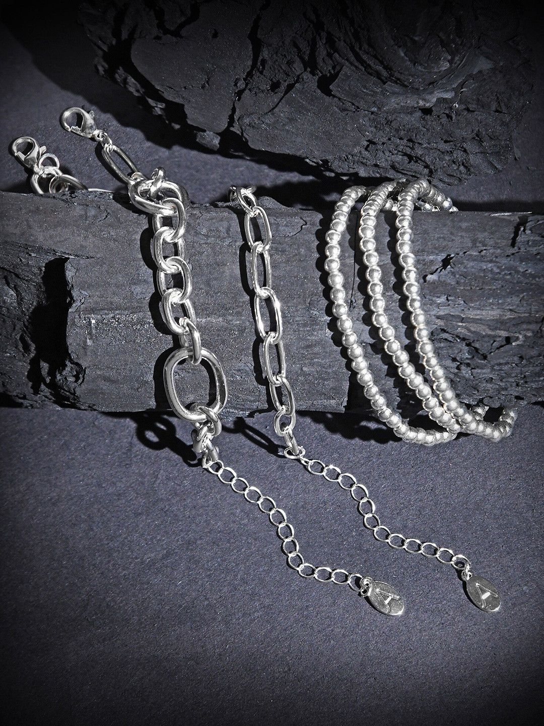 Accessorize Set Of 5 Chain Loop & Beaded Elasticated Bracelets