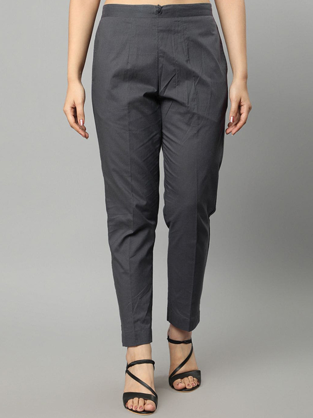 Mera Rang Women Mid-Raised Regular Fit Cotton Silk Crop Trouser