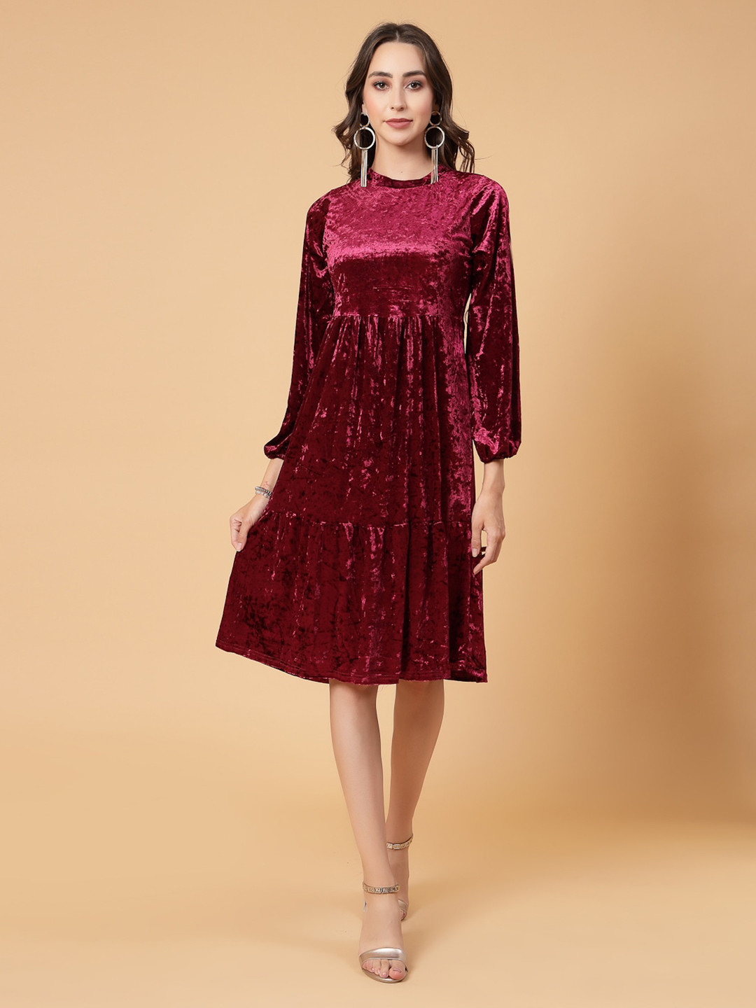 Mafadeny Round Neck A-Line Dress