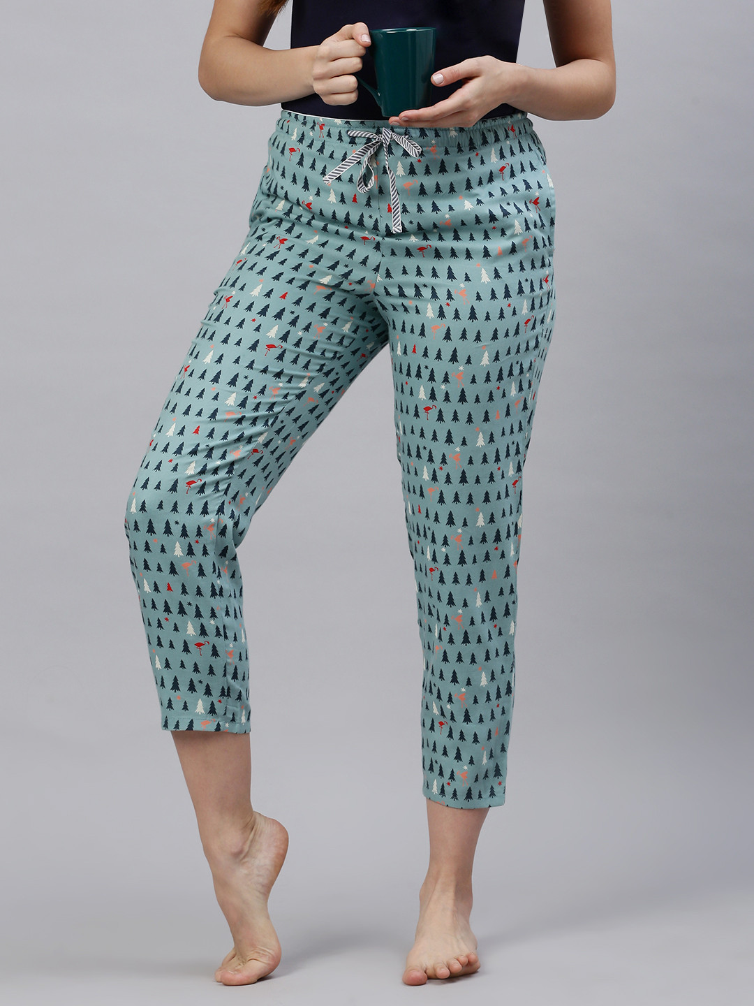 Bareblow Women Printed Slim-Fit Lounge Pants