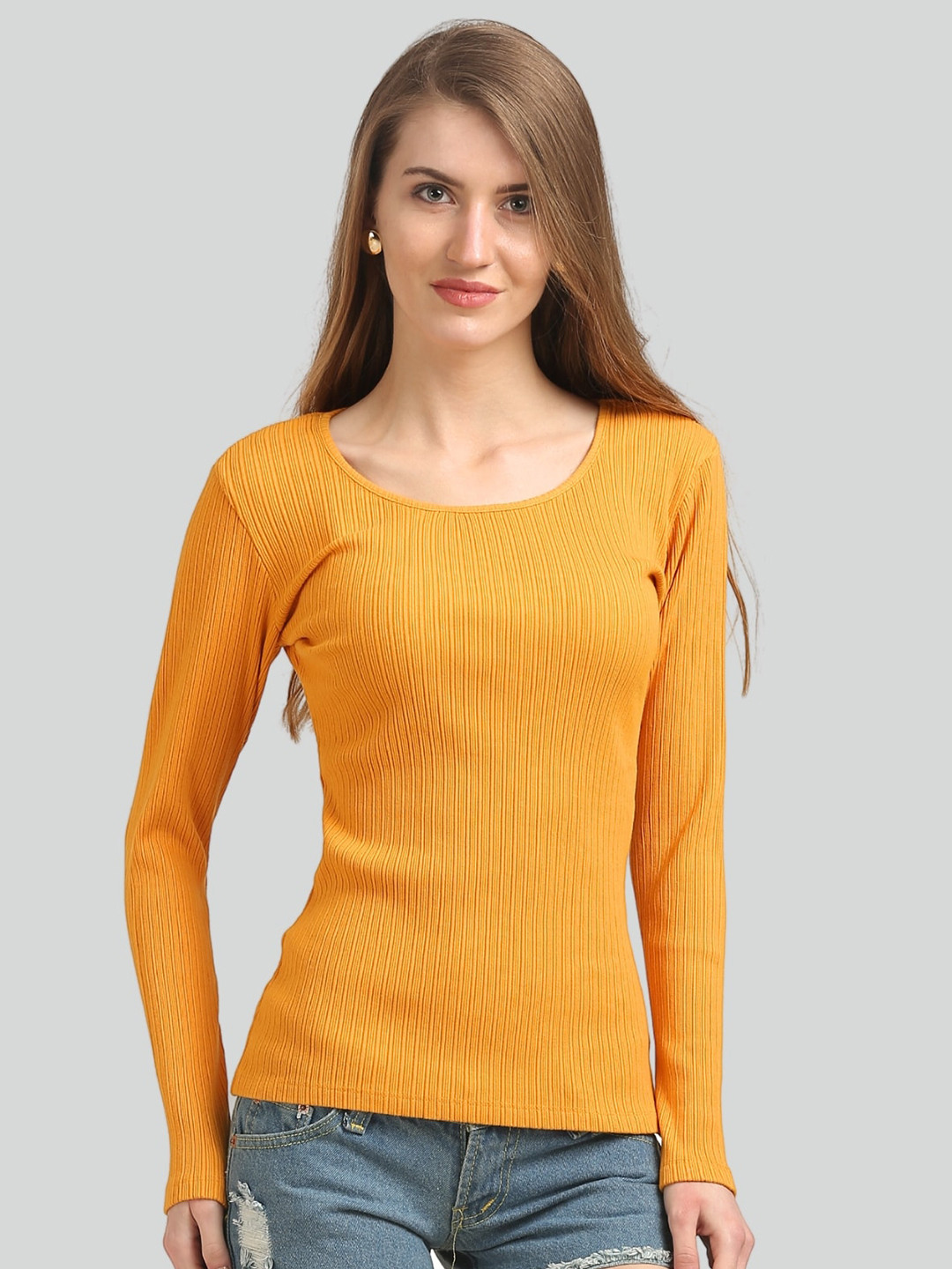 Moda Elementi Self Designed Round Neck Fitted Top