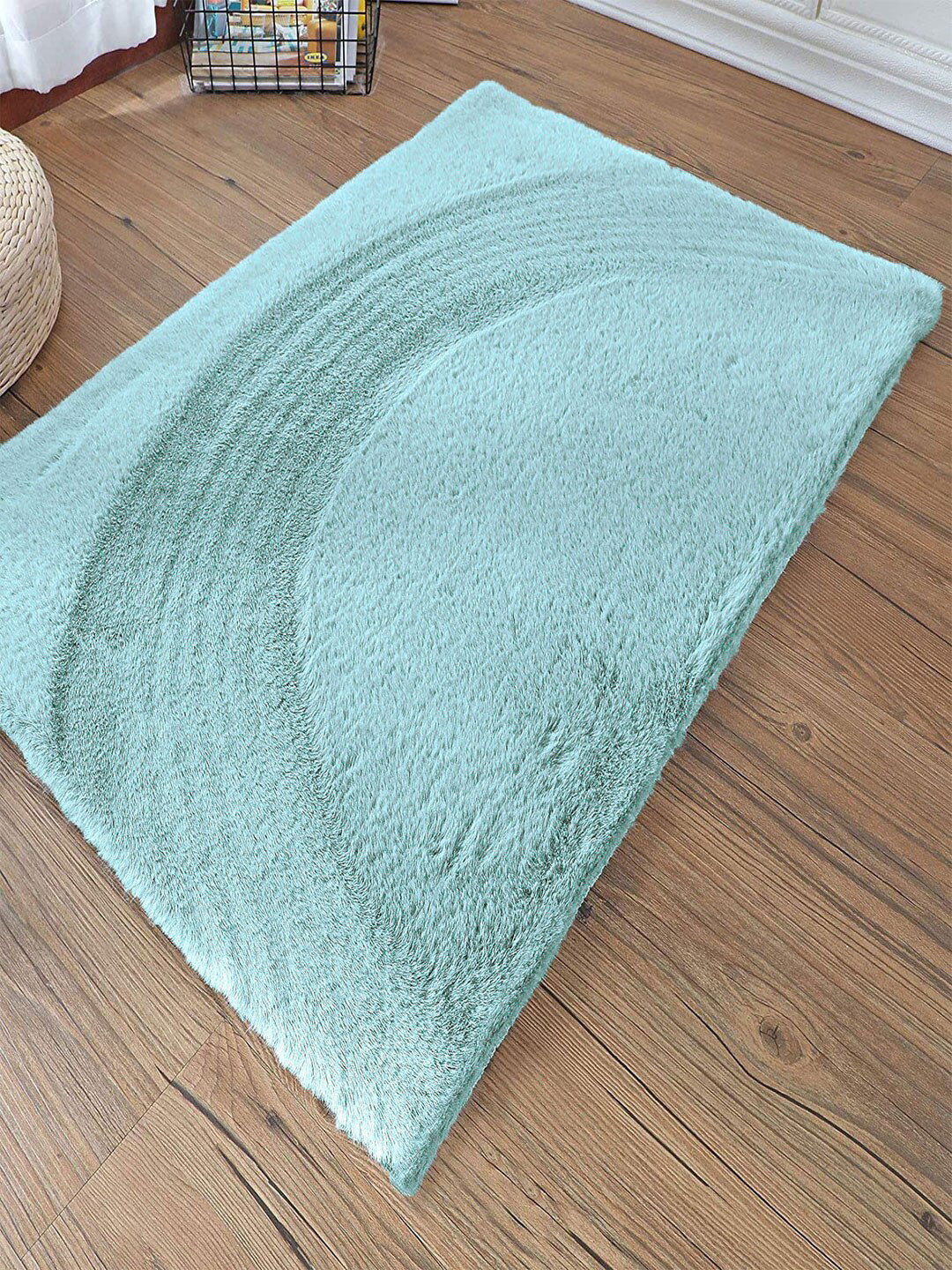 LUXEHOME INTERNATIONAL Blue Polyfiber 1000 GSM Bath Rugs