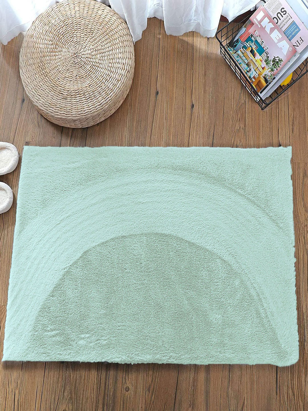 LUXEHOME INTERNATIONAL Blue Polyfiber 1000 GSM Bath Rugs