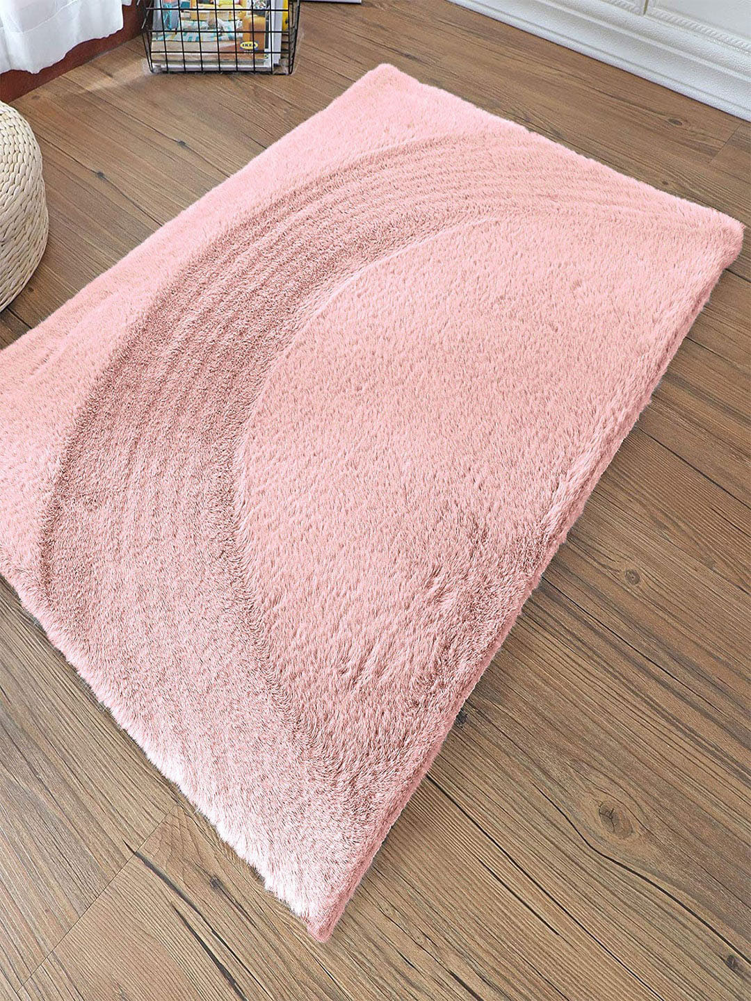 LUXEHOME INTERNATIONAL Pink Polyfiber 1000 GSM Bath Rugs