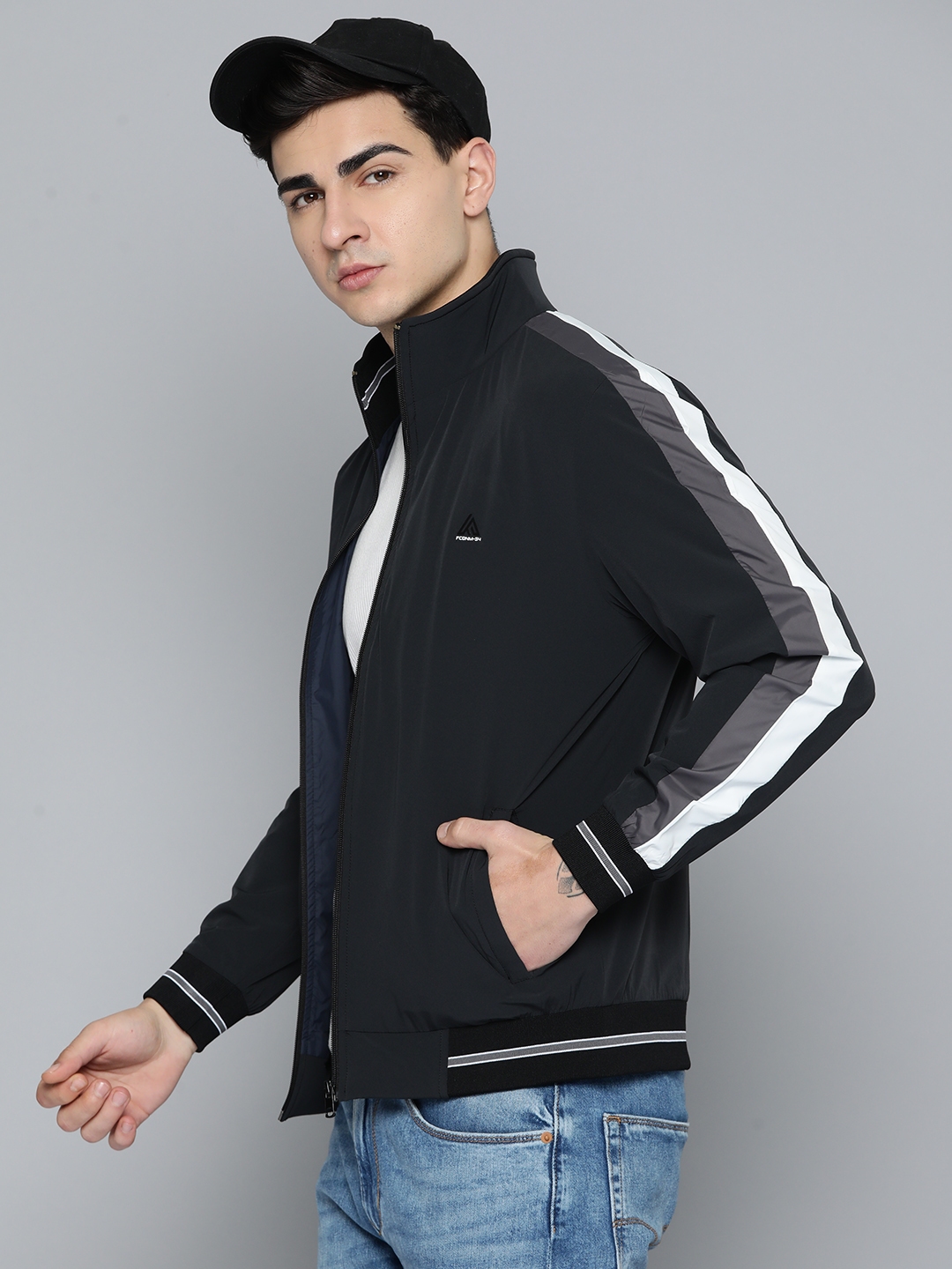 Buy Fort Collins Striped Detail Bomber Jacket Jackets for Men