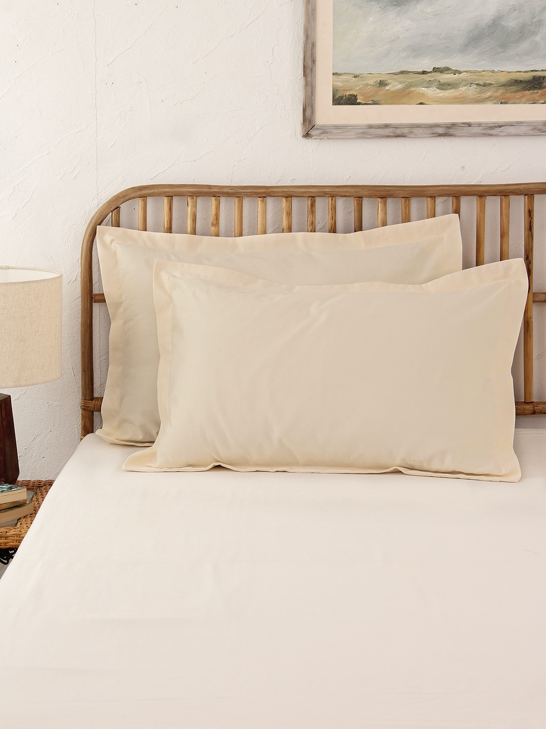 House This Sesame Off-White 2 Pieces Pure Cotton Pillow Covers
