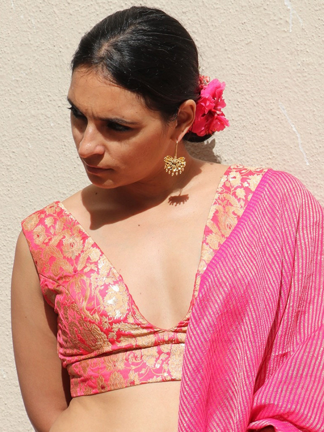 Chidiyaa Woven Design Brocade Saree Blouse