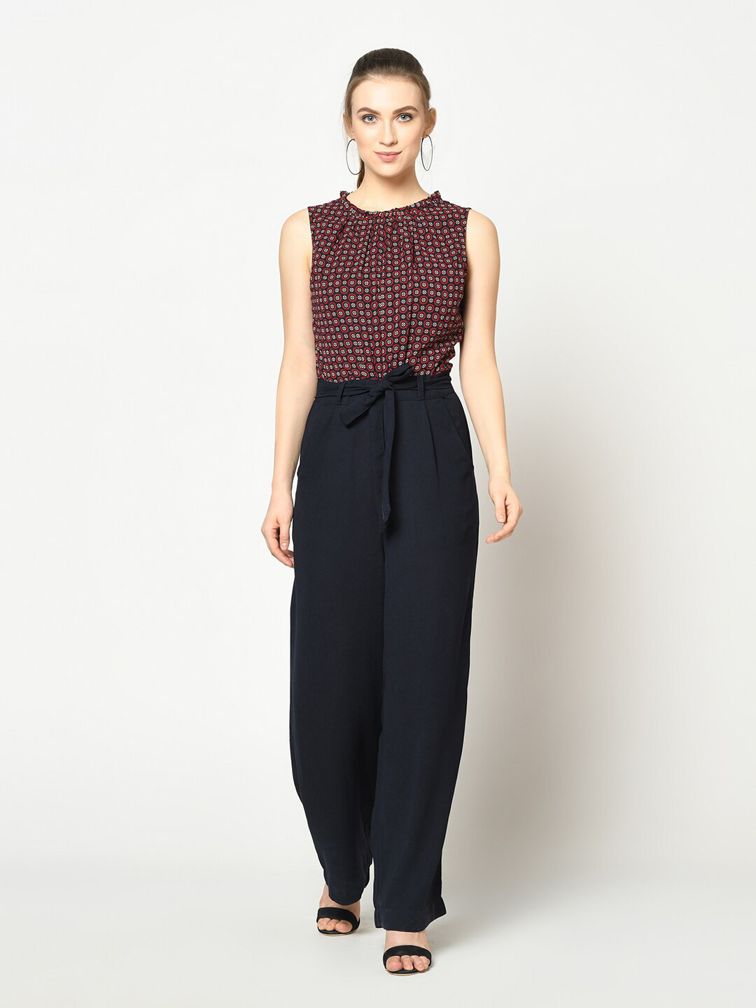 SQew Printed Waist Tie-Ups Basic Jumpsuit