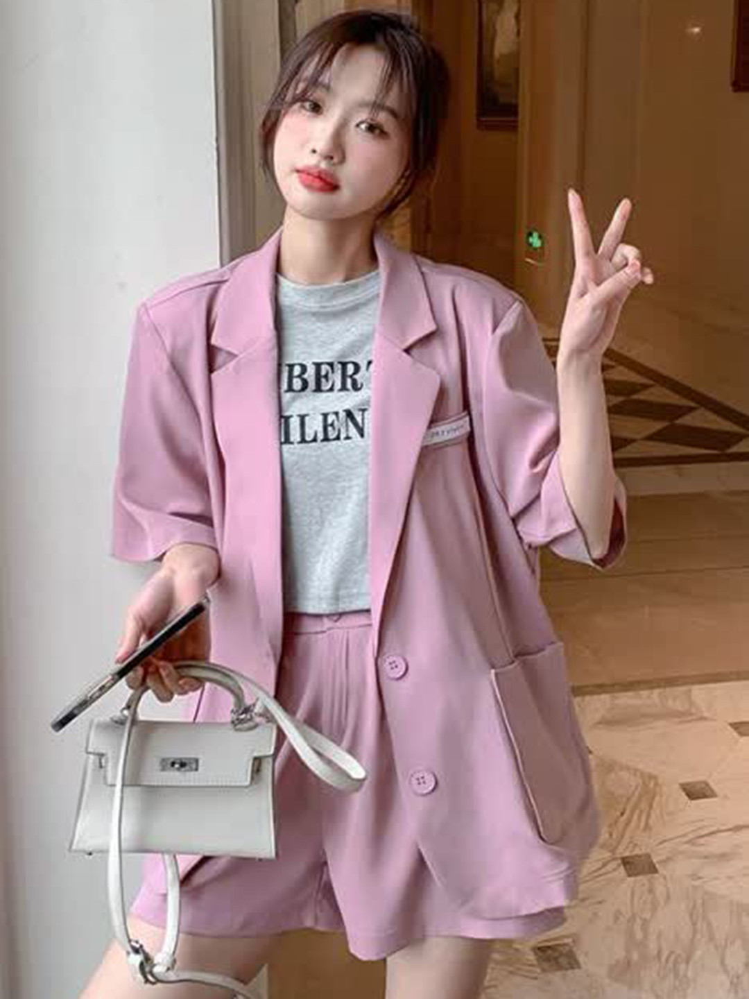 LULU & SKY Notched Lapel Blazer & Shorts Co-Ords