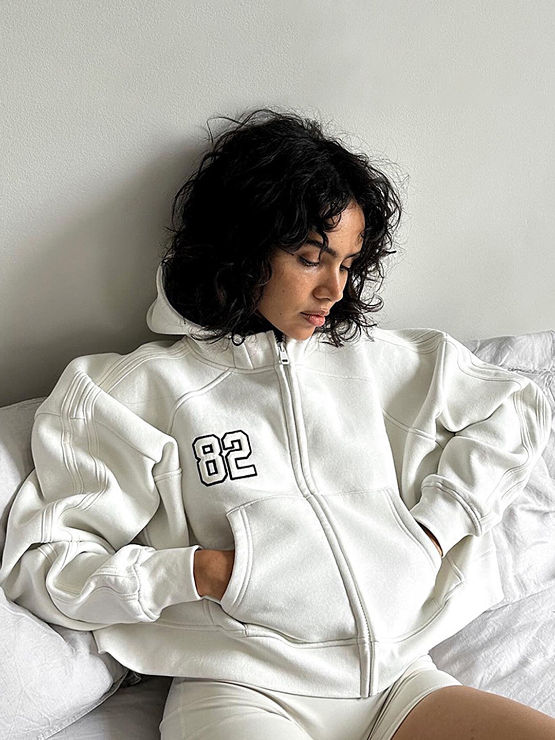 Buy LULU SKY Women White Printed Hooded Sweatshirt Sweatshirts