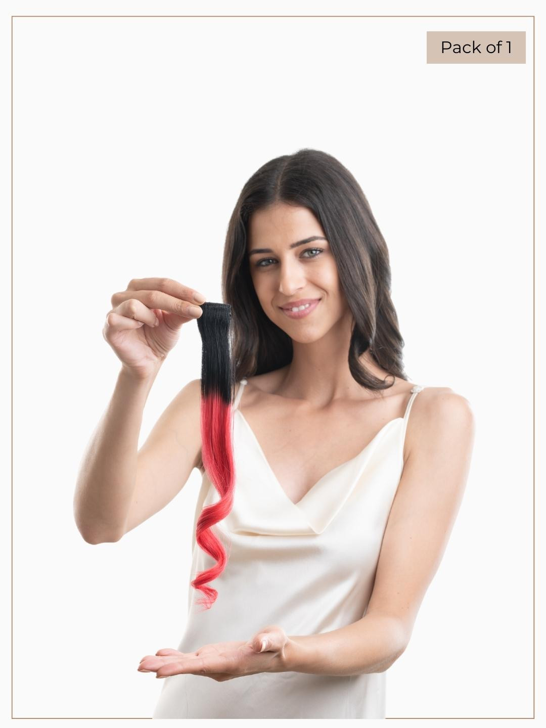 HAIR ORIGINALS 100% Human Hair 16 Inch Clip In Coloured Hair Streaks - Neon Pink