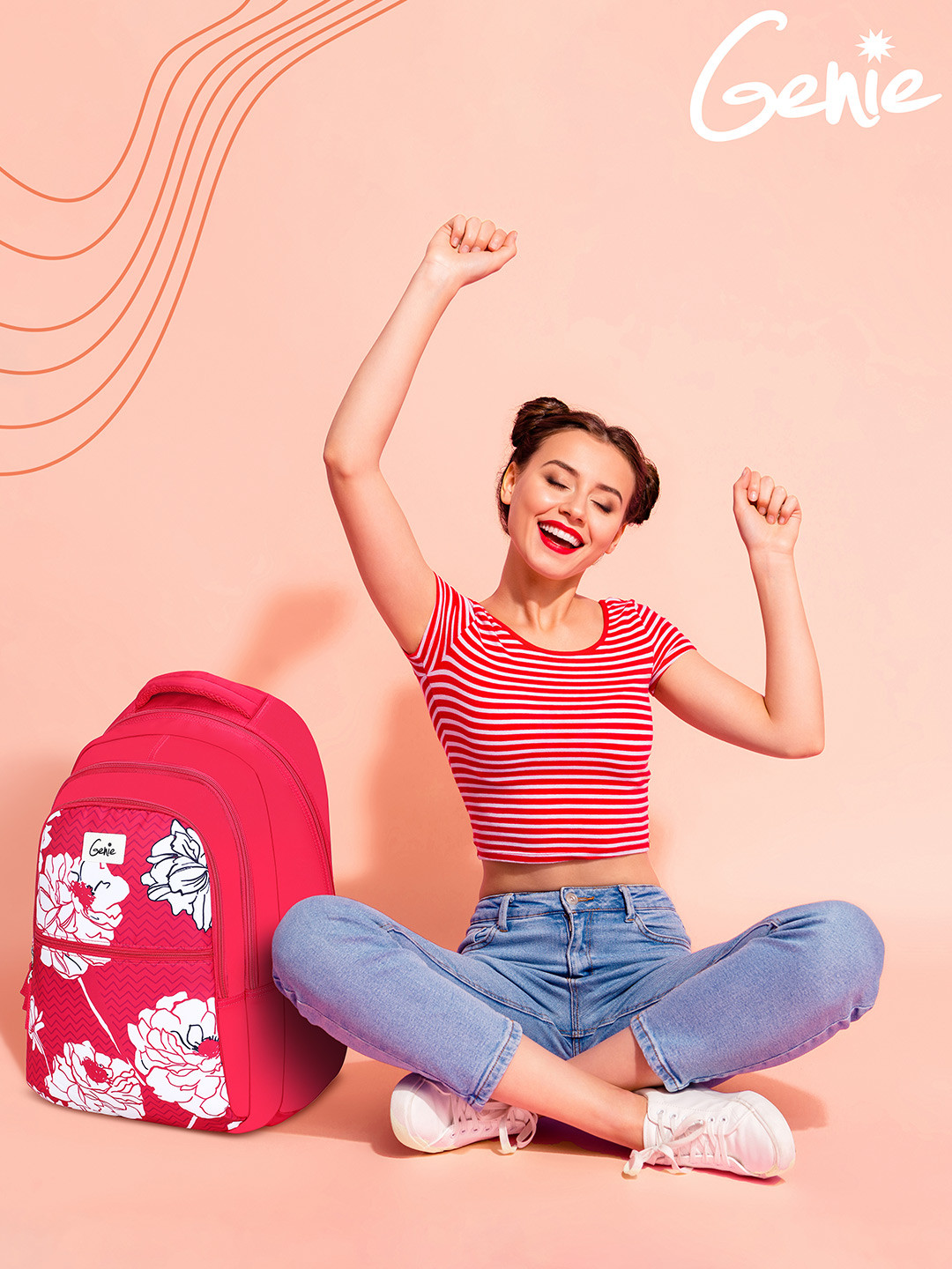 Genie Floral Printed Backpack Laptop Size Up to 18 Inch