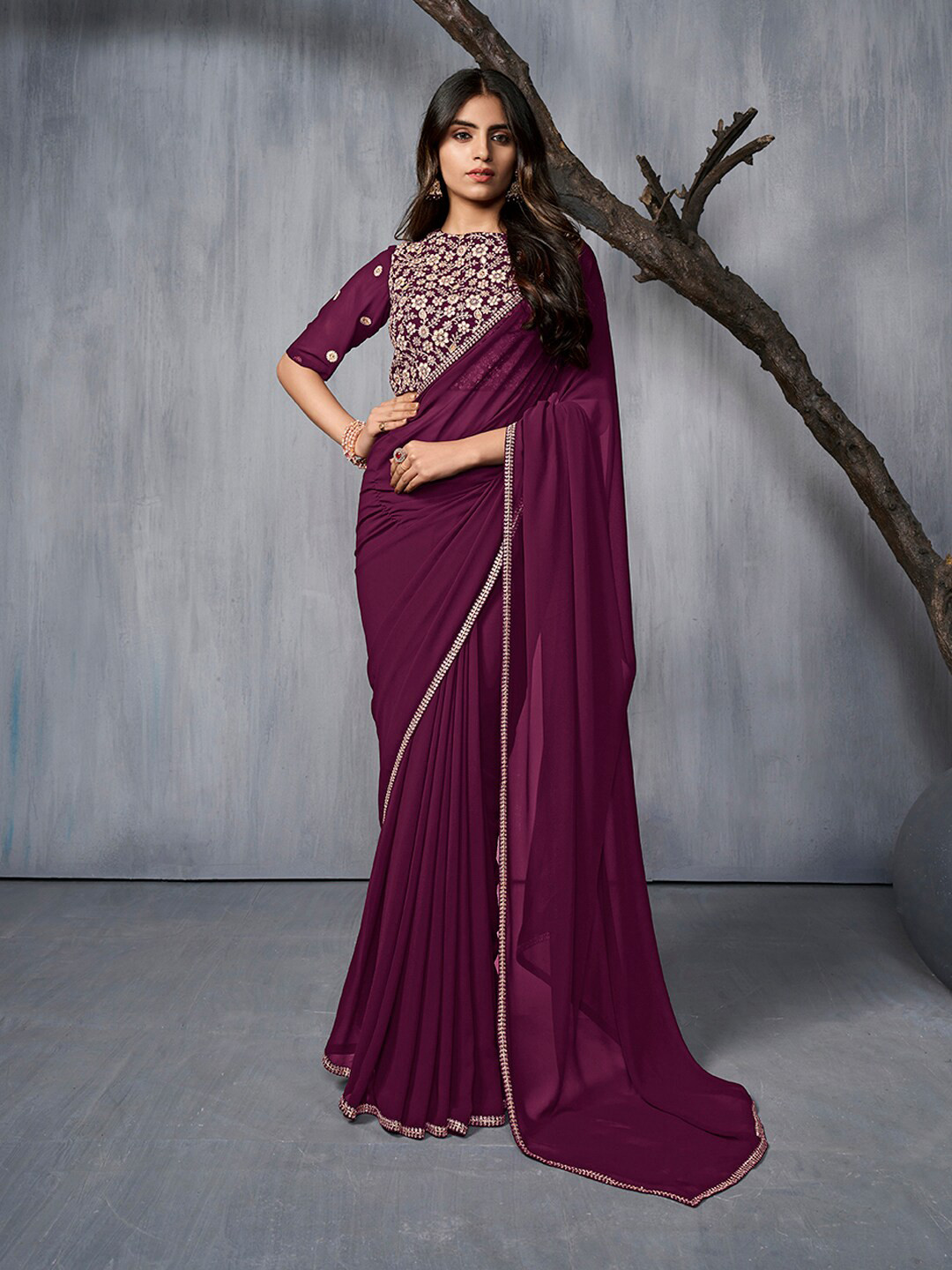 Inddus Sequinned Saree