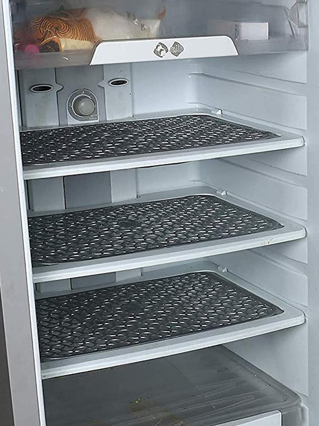 Kuber Industries Grey Thick PVC 6 Pieces Refrigerator Drawer Mat Set