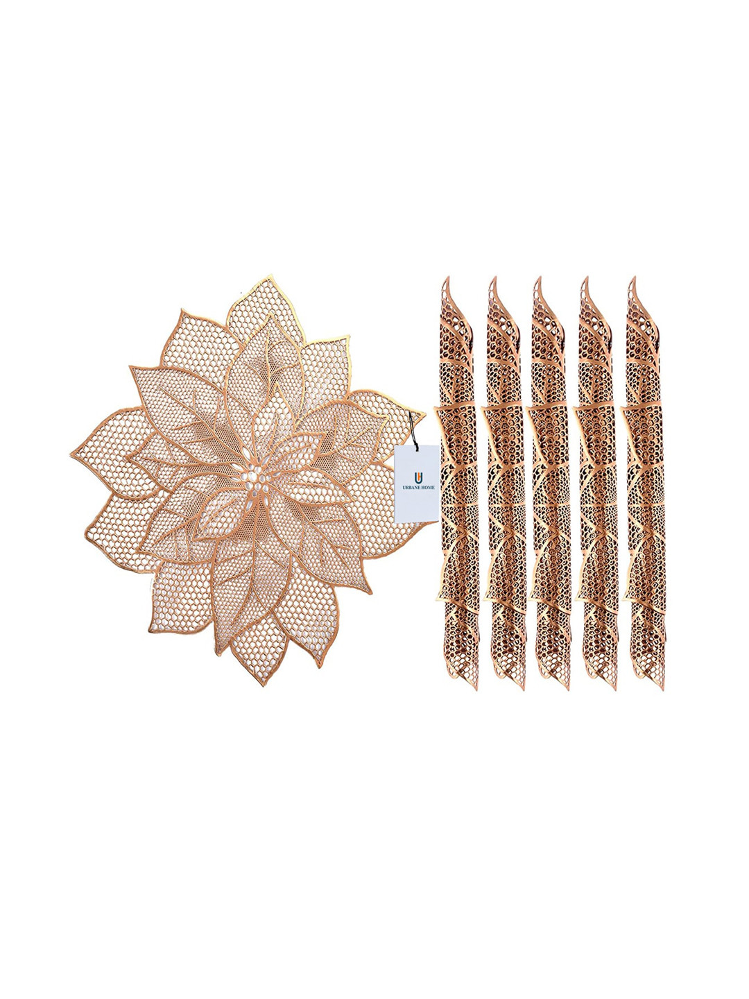 Kuber Industries Gold Toned 6 Pieces Stain & Heat Resistant Non-Slip Table Placemats