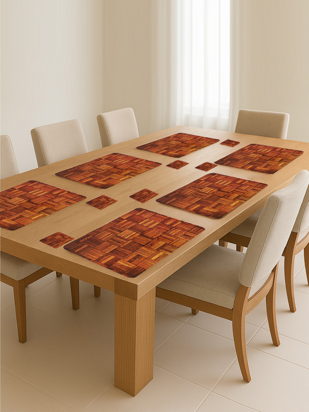 Kuber Industries Transparent 6 Piece Refrigerator Placemat with Tea Coaster